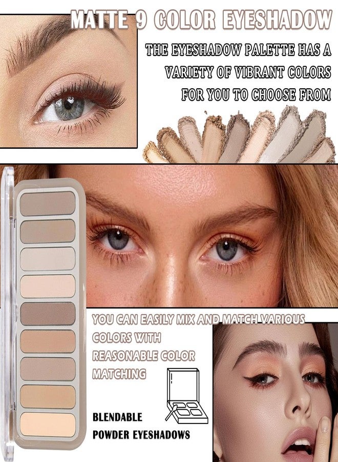 LJYBoBin 9 Colors Eyeshadow Palette,Matte Blendable Eyeshadow Makeup with Brush Make Up Gift Kit,Long Wearing Waterproof Highly Pigmented Brown Nude Smoky Brown Eye Shadow Palettes A - Image 2