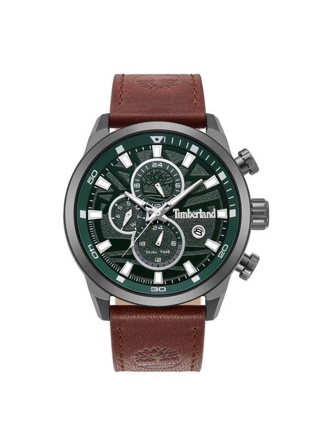 Timberland Henniker Ii 46 mm Men's Multifunction Watch Green Dial  & Brown Leather Strap