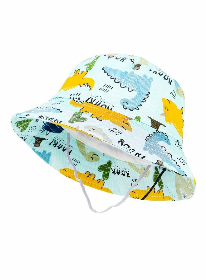 Kids Cotton Summer Bucket Hat with Elastic Strap Foldable Wide Brim Beach Cap for Sun Protection Ages 1,5 - Image 1
