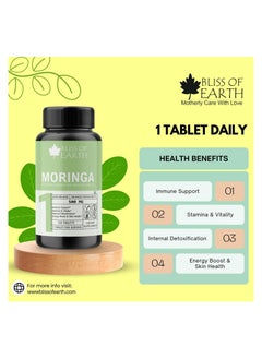 BLISS OF EARTH Bliss of Earth High Purity Moringa Oleifera Tablets 500gm With Quick Release & Enhanced Bioavailability, Green Superfood Supplement, 120 Tablets Pack of 2  - Image 5
