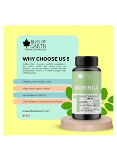 BLISS OF EARTH Bliss of Earth High Purity Moringa Oleifera Tablets 500gm With Quick Release & Enhanced Bioavailability, Green Superfood Supplement, 120 Tablets Pack of 2  - Image 3