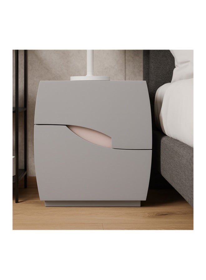 YI ONE Bedside Cabinet – Stylish Grey Wooden Side Table with 2 Drawers, Curved Modern Design Bedside Table for Bedroom, 500×418×475 mm - Image 2
