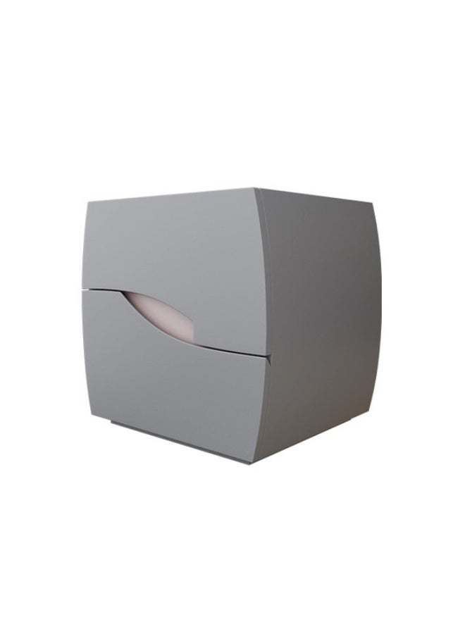 YI ONE Bedside Cabinet – Stylish Grey Wooden Side Table with 2 Drawers, Curved Modern Design Bedside Table for Bedroom, 500×418×475 mm - Image 3