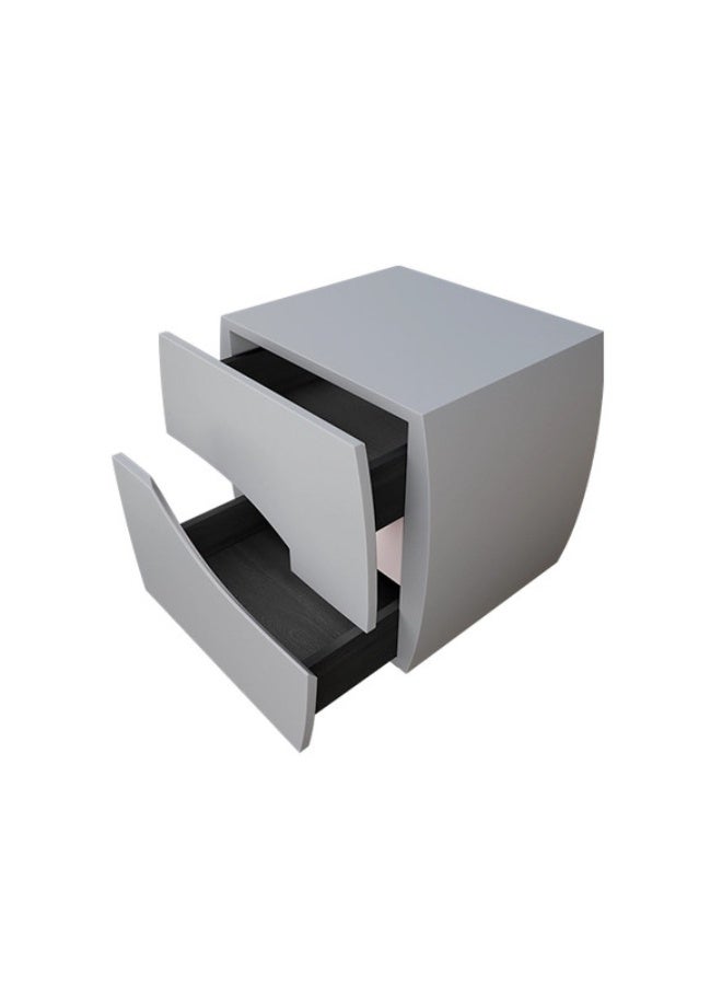 YI ONE Bedside Cabinet – Stylish Grey Wooden Side Table with 2 Drawers, Curved Modern Design Bedside Table for Bedroom, 500×418×475 mm - Image 5