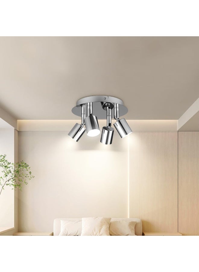 FDTY  GU10 Spotlight Ceiling Lamp, 4 Silver Kitchen Spot Lights for Ceiling, LED Rotatable GU10 Industrial Corridor Ceiling Light Accessories, Spotlight Bar Indoor Dimmable (Bulb Not Included) - Image 4