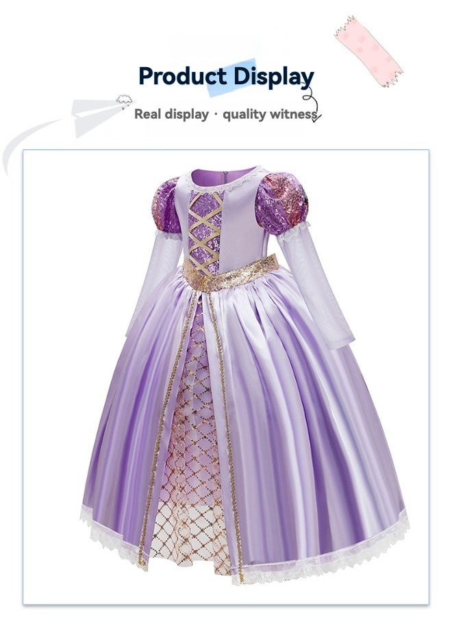 Rapunzel Princess Dress Up Set for Girls Purple Tutu Skirt with Tiara Wand Bag Kids Birthday Party Costume - Image 3