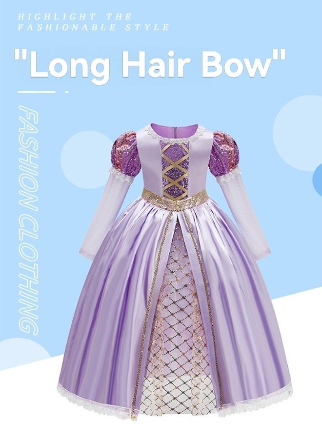 Rapunzel Princess Dress Up Set for Girls Purple Tutu Skirt with Tiara Wand Bag Kids Birthday Party Costume - Image 2