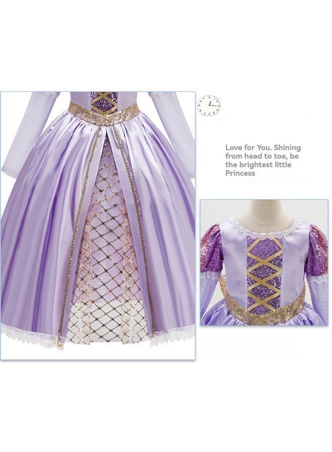 Rapunzel Princess Dress Up Set for Girls Purple Tutu Skirt with Tiara Wand Bag Kids Birthday Party Costume - Image 5