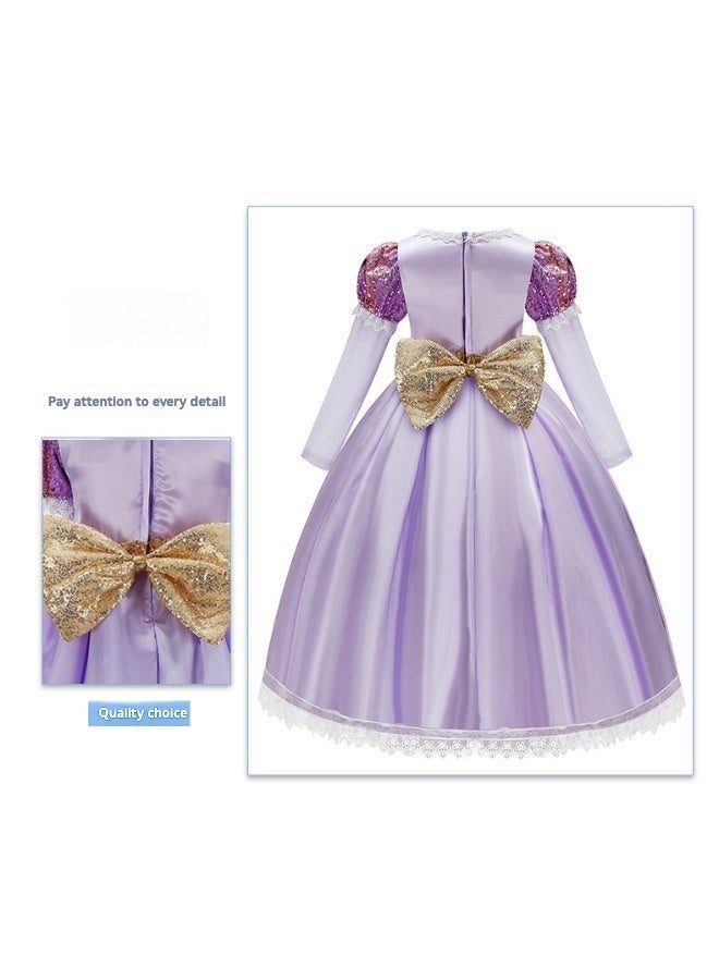 Rapunzel Princess Dress Up Set for Girls Purple Tutu Skirt with Tiara Wand Bag Kids Birthday Party Costume - Image 4