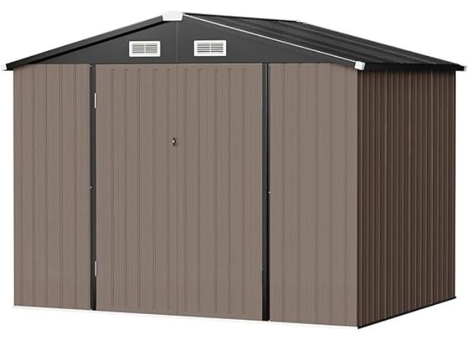 Anovara Outdoor Storage Shed Garden Metal Shed 182(L) X 121(W) X 195(H) cm 3500L Shed with Lockable Door for Storage Garden Tools, Bicycles, Patio Cushions (6x4 FT) - Image 1