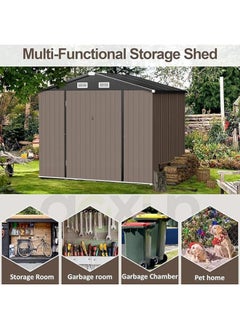 Anovara Anovara Outdoor Storage Shed Garden Metal Shed 182(L) X 121(W) X 195(H) cm 3500L Shed with Lockable Door for Storage Garden Tools, Bicycles, Patio Cushions (6x4 FT)  - Image 2