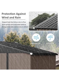 Anovara Anovara Outdoor Storage Shed Garden Metal Shed 182(L) X 121(W) X 195(H) cm 3500L Shed with Lockable Door for Storage Garden Tools, Bicycles, Patio Cushions (6x4 FT)  - Image 4