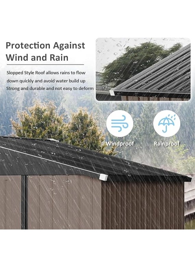 Anovara Anovara Outdoor Storage Shed Garden Metal Shed 182(L) X 121(W) X 195(H) cm 3500L Shed with Lockable Door for Storage Garden Tools, Bicycles, Patio Cushions (6x4 FT)  - Image 4