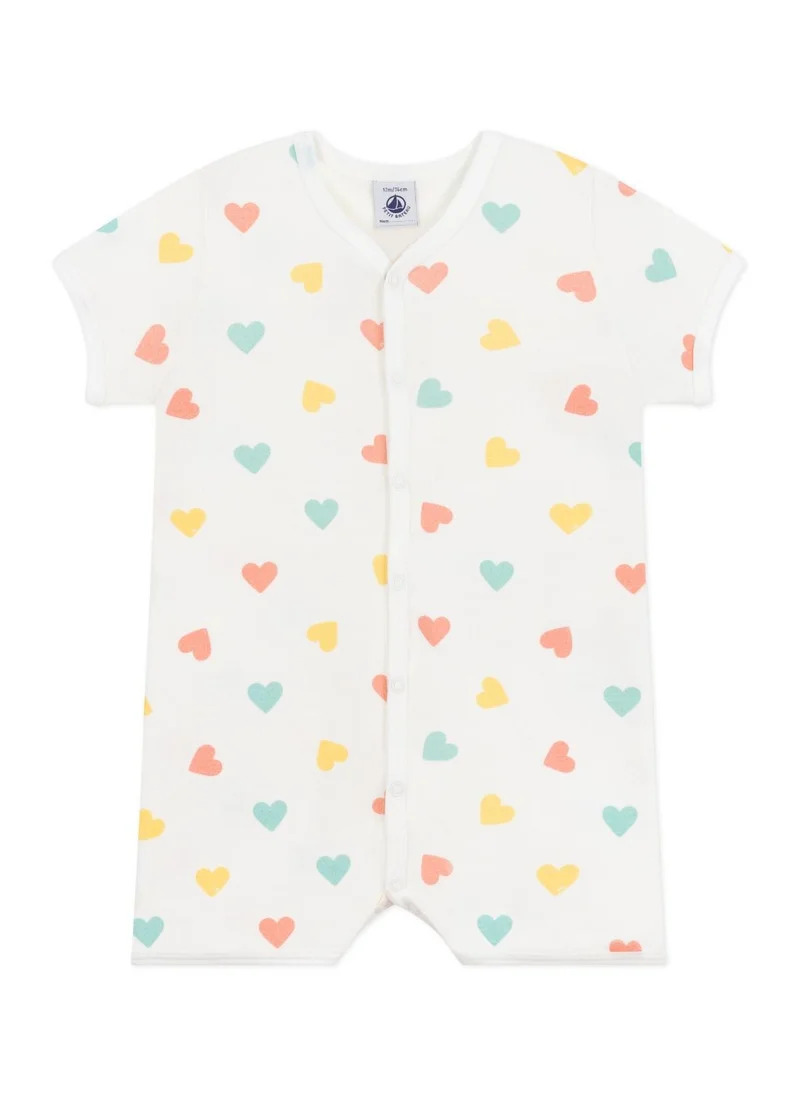 بيتي باتو Babies' short heart print cotton jumpsuit