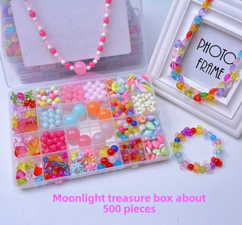 DIY Bead Set 24-Grid September Light Treasure Box 9-Piece Plastic Kit - Creative Bracelet Necklace Making Toy for Kids Ages 4-6 - Image 1