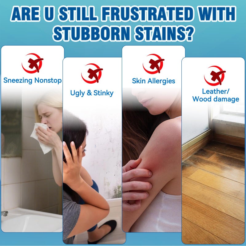 Mold Stain Cleaner Spray, All-Purpose Stain Cleaner for Bathroom, Kitchen, Decks, Patios, Outdoors, Household Stain Remover Spray Best for Tile, Wall, Grout, Fences, Furniture, Sink, Brick - Image 2