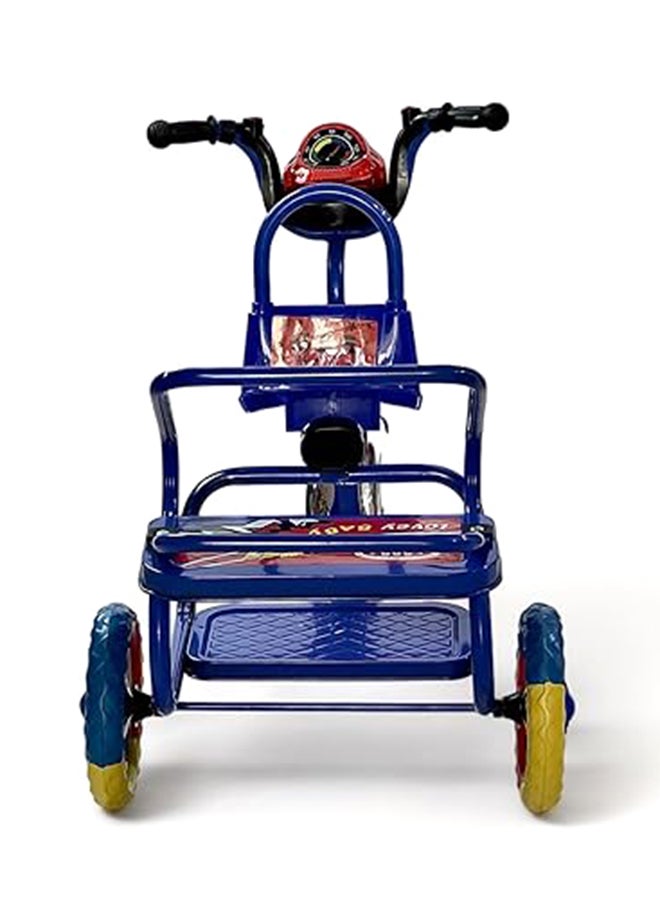 البدر دراجة توازن ثلاثية العجلات للأطفال بعمر 2-5 سنوات من البدر، دراجة ثلاثية العجلات للأطفال الصغار مزودة بمقعدين وموسيقى وأضواء، بلون أزرق - Image 4