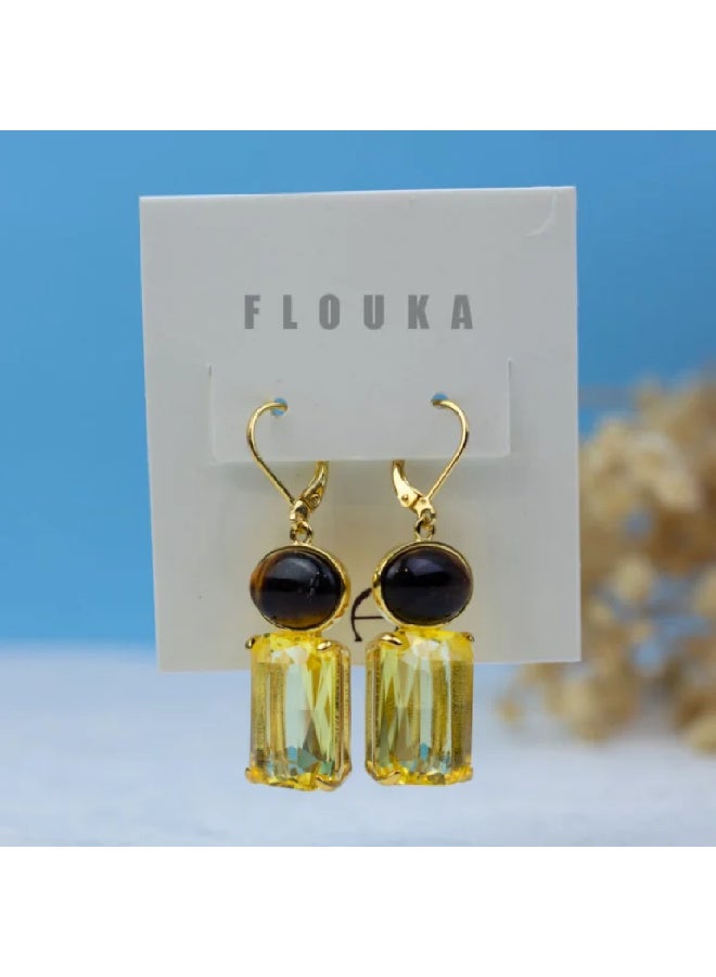 Yellow Crystal Gold Earring - Image 2