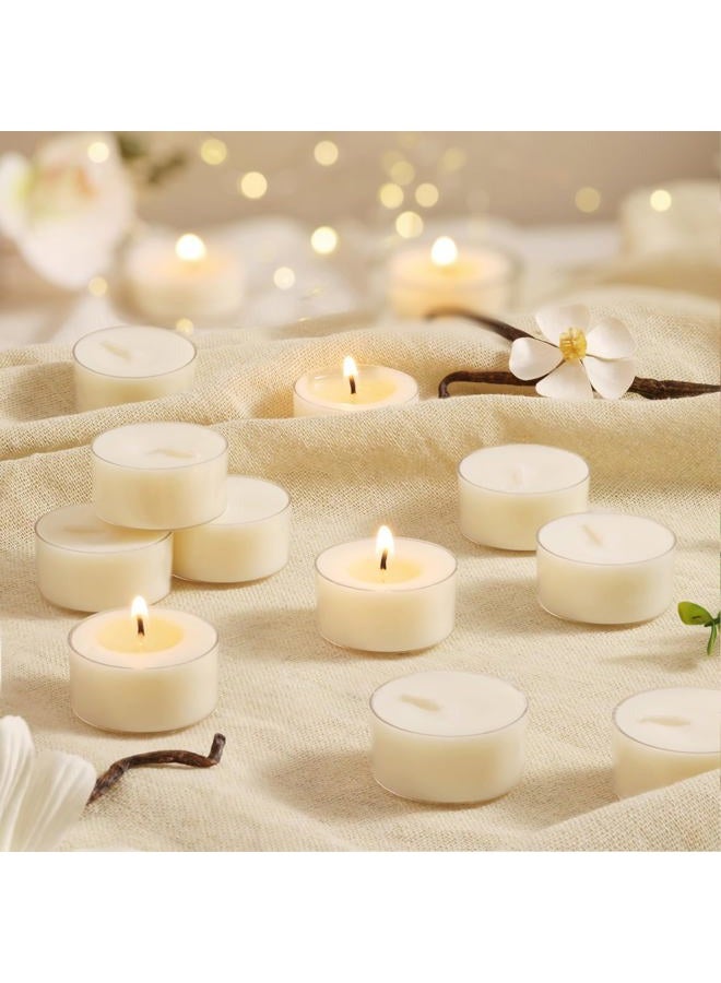 LAMORGIFT Scented Tea Lights Candles, Vanilla Embrace, 8 Pack – 100% Palm Wax Scented Tealights, Ivory Color, 6 Hour Long Burning, Vanilla Aromatherapy Tea Lights Candles for Relaxation, Home, Spa, Events - Image 1