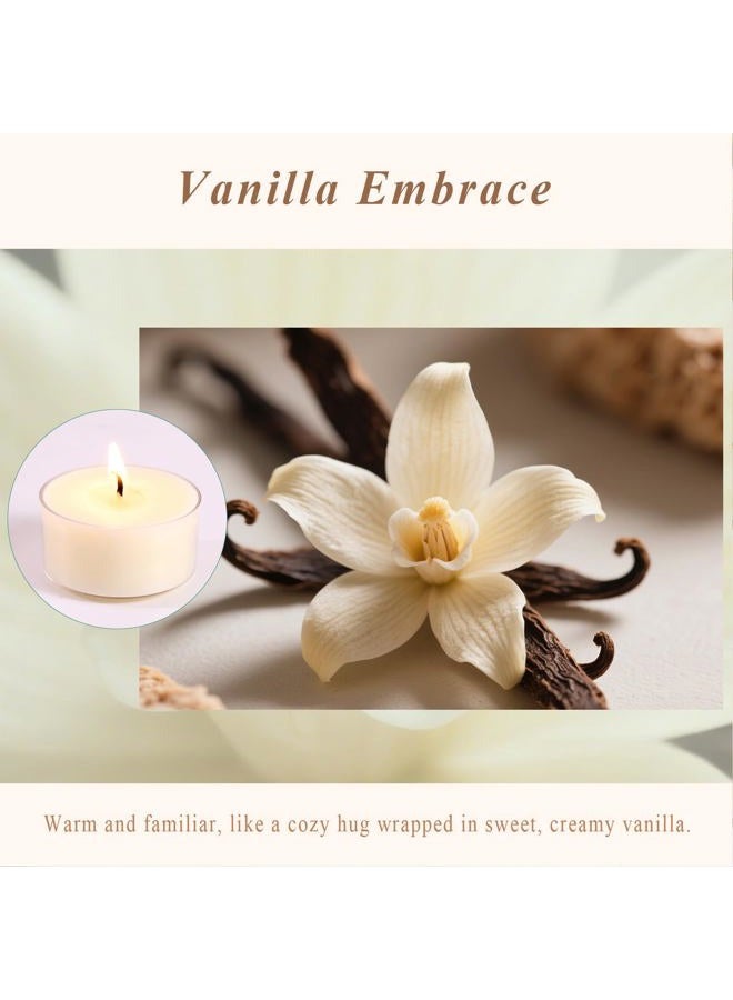 LAMORGIFT Scented Tea Lights Candles, Vanilla Embrace, 8 Pack – 100% Palm Wax Scented Tealights, Ivory Color, 6 Hour Long Burning, Vanilla Aromatherapy Tea Lights Candles for Relaxation, Home, Spa, Events - Image 2