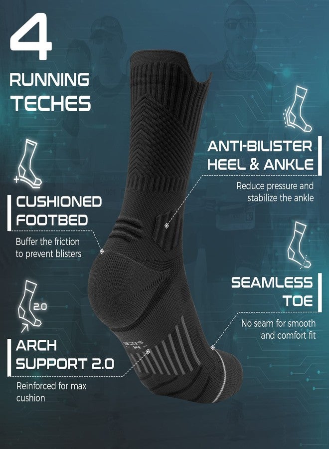 Rahhint Compression Running Socks 3 Pairs, Cushion Crew Socks, Anti-Blister Moisture Wicking Athletic Hiking Basketball Socks - Image 5