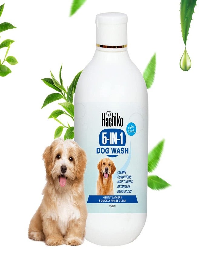 Hachiko 5 in 1 Dog Shampoo|Ditch to Itch 250ml | Dog Shampoo for Labrador, German Shepherd, Golden Retriever, Anti Dandruff,Shampoo for Dogs, Paraben Free,Ticks and Fleas Remover for Dogs - Image 1