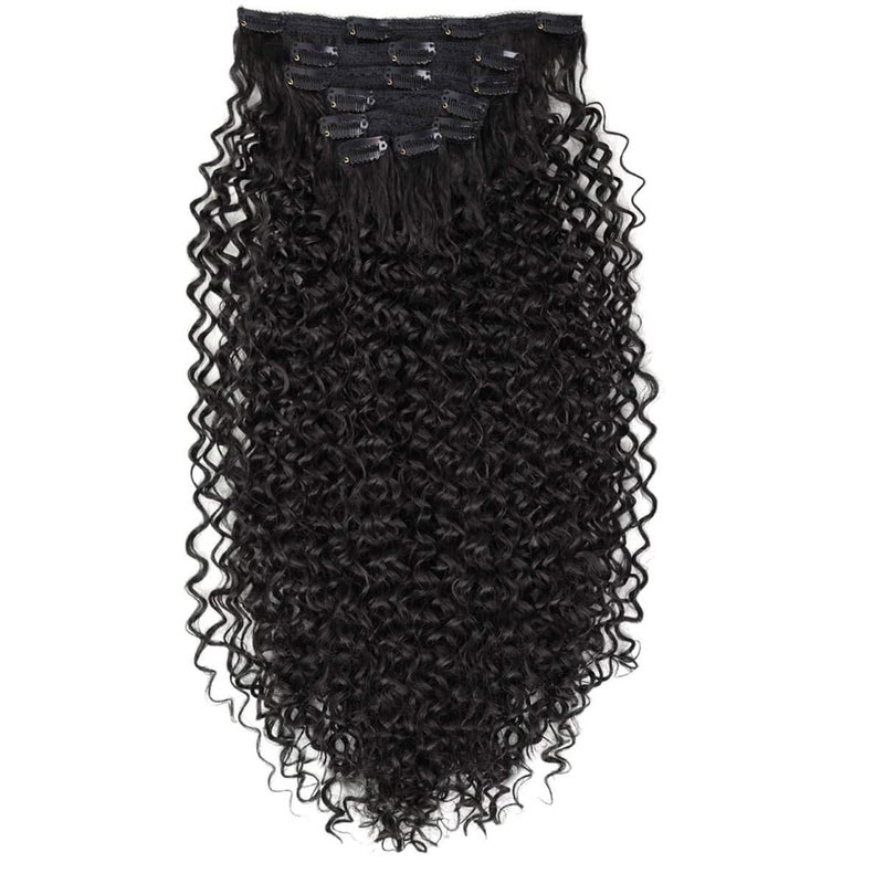 BHF 26 inch Kinky Curly Clip In Hair Extension, Double Weft Full Head Japanese Heat Resistance Fiber 140g Synthetic Hair Extensions For Women 7pieces (#2) - Image 2