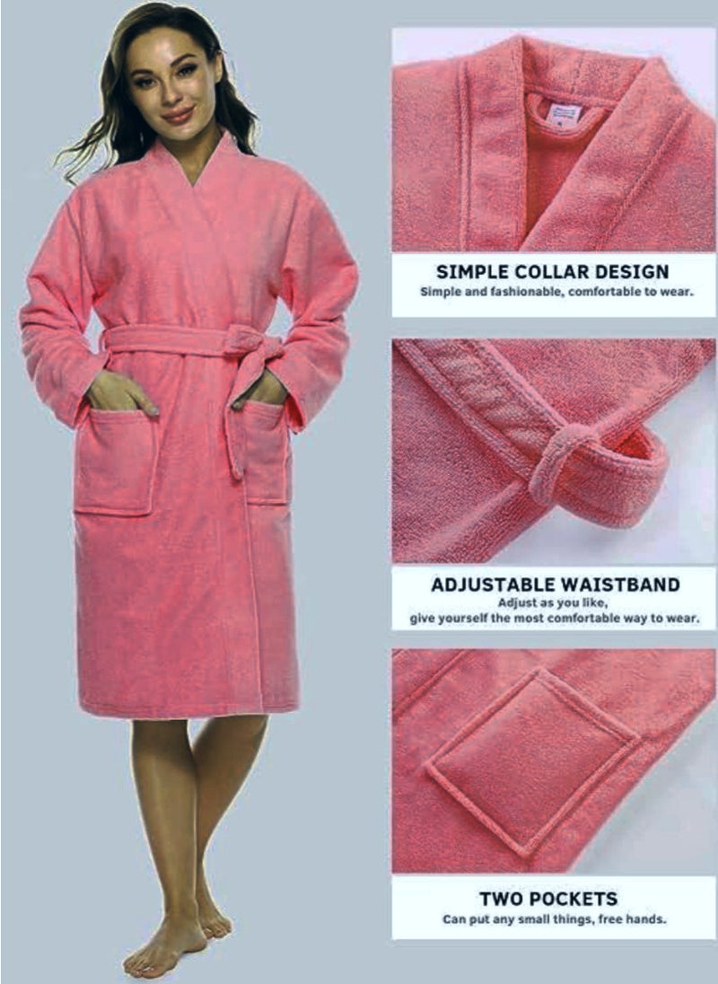 Blueberry 3 Pieces Pink Colour Unisex Spa Terry Dressing Gown XL Size - Image 3