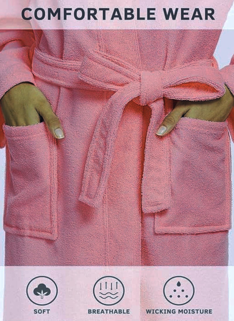 Blueberry 3 Pieces Pink Colour Unisex Spa Terry Dressing Gown XL Size - Image 5