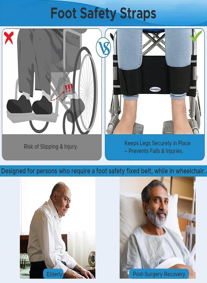 KosmoCare Wheelchair Foot Strap| Adjustable Leg Support for Wheelchair| Restraints foot and Prevents from Sliding| Safety leg strap for Seniors and physically disabled | Wheel Chair Accessories| Black - Image 3