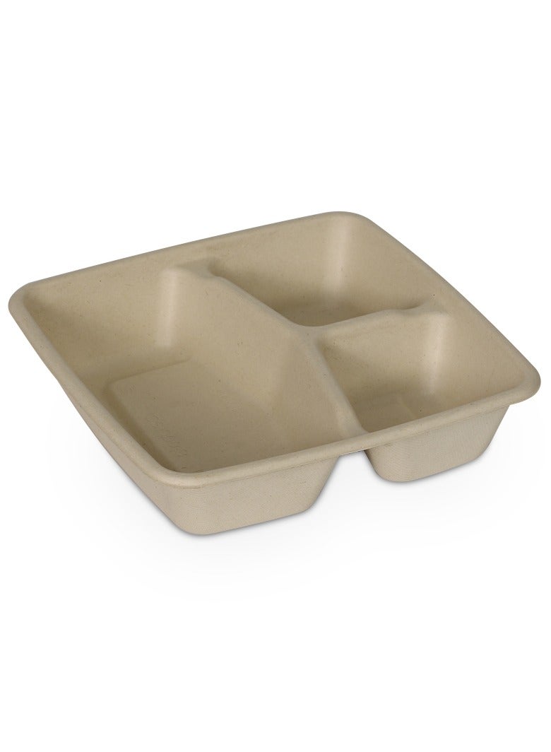 ProdelPak Eco-Pulp Square 3-Comp with Lid (Pack of 25) - Image 2