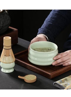 4-Piece Set with Green Porcelain Tea Bowls