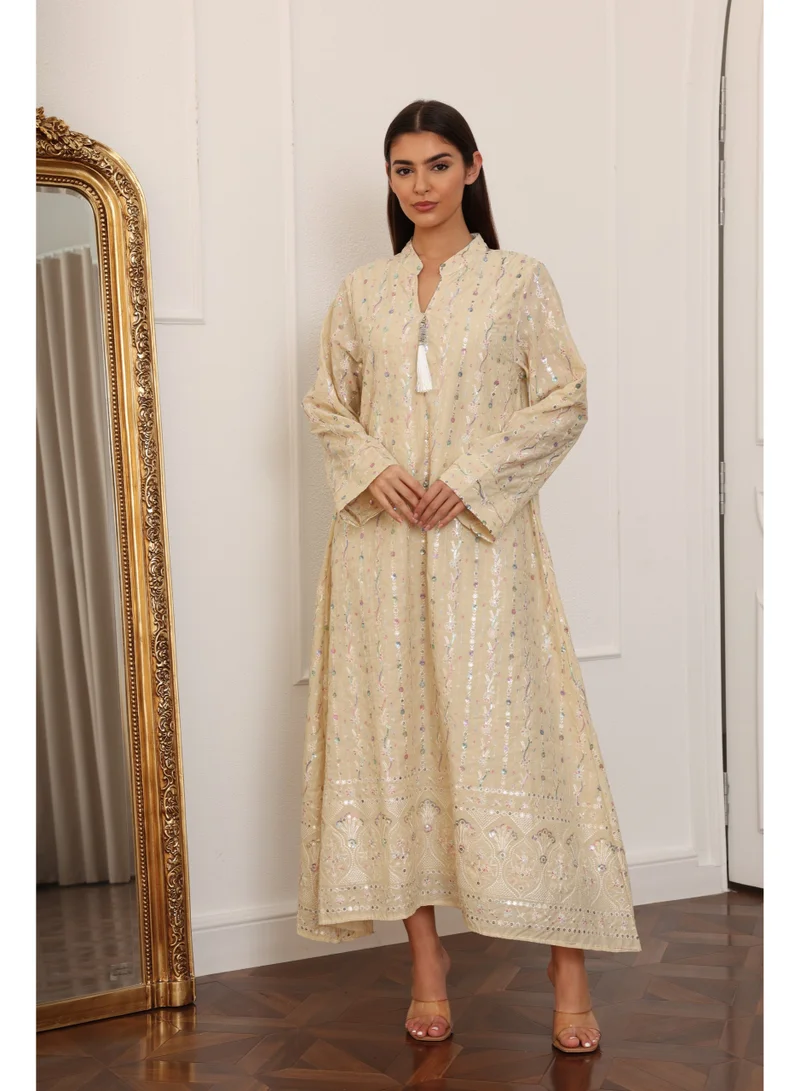 اكسا جلابية ورود صحارى  IK5040 اصفر