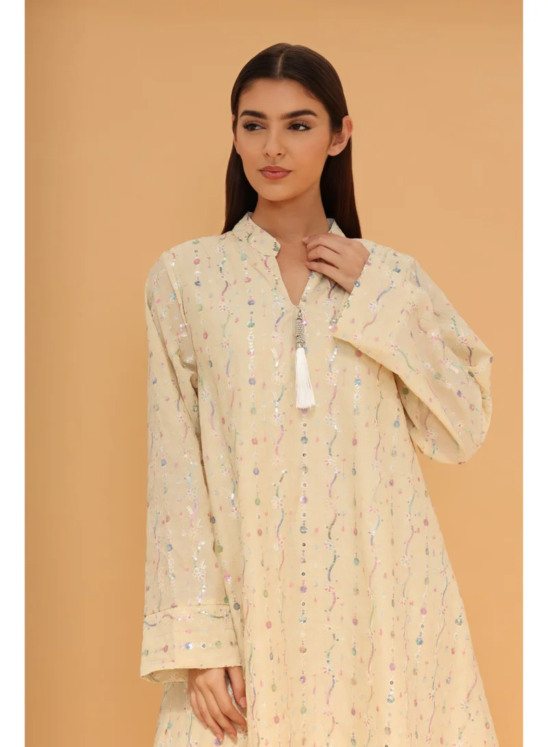 اكسا جلابية ورود صحارى  IK5040 اصفر