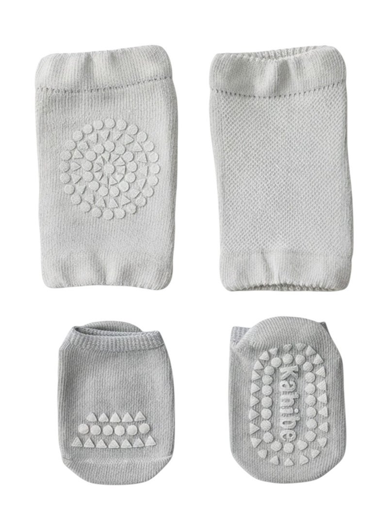 Bambimici 2-Piece Baby Knee Protective Knee Pad Set Grey - Image 1
