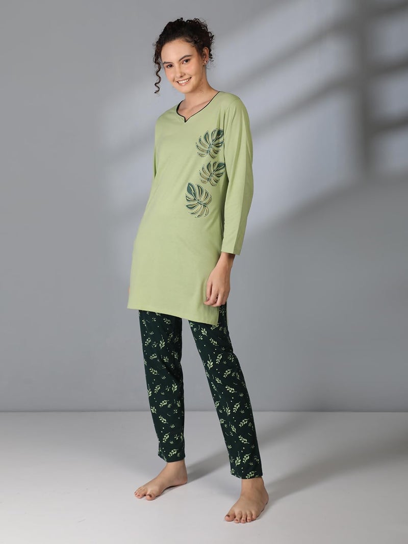 Duchess Women's Cotton Tie-Dye Long Length Night Suit Set - Image 4
