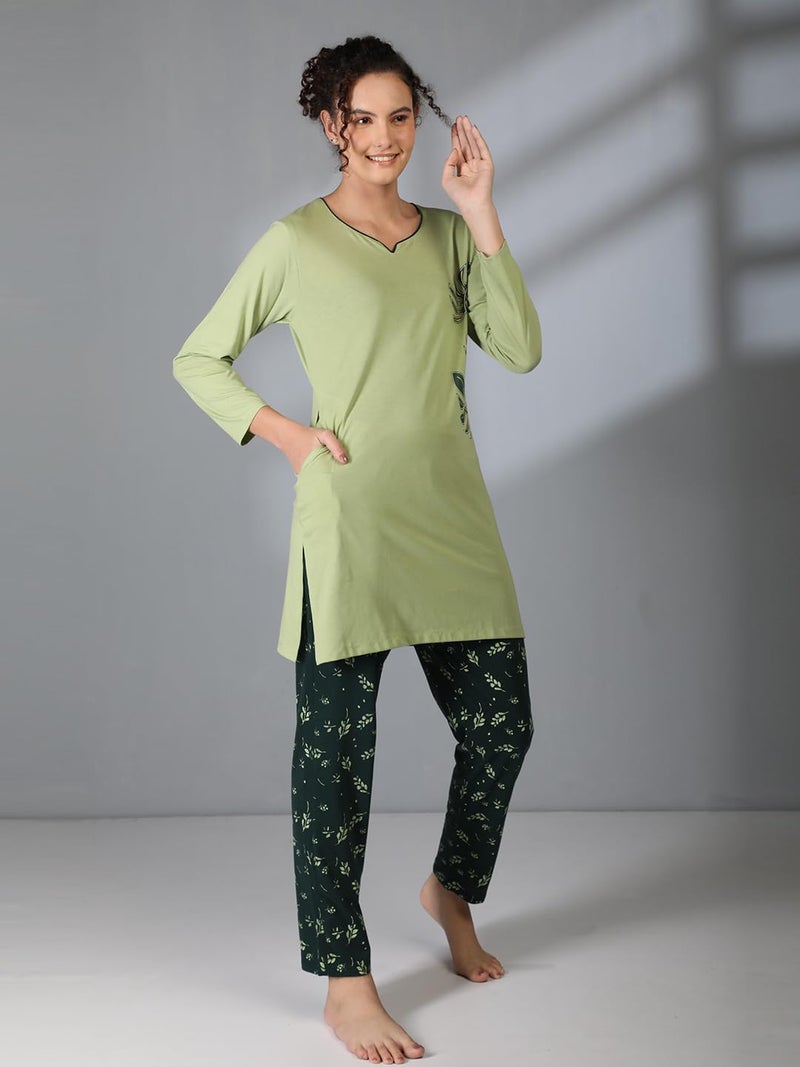 Duchess Women's Cotton Tie-Dye Long Length Night Suit Set - Image 5