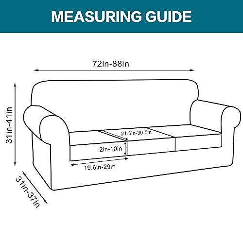 Turquoize 4 Piece Sofa Covers for 3 Cushion Couch Sofa Slipcover Soft Couch Cover for Dogs-Washable Sofa Furniture Covers with 3 Individual Cushion Covers, Jacquard Fabric (3 Cushion Sofa, Gray) - Image 2