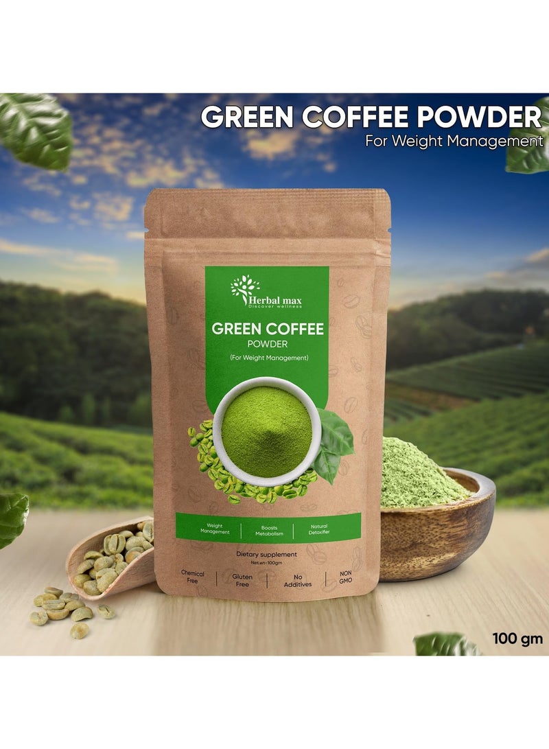 هيربال ماكس مسحوق حبوب البن الأخضر، ١٠٠ غرام، عبوة من قطعتين | حبوب غير محمصة مع حمض الكلوروجينيك - Image 2