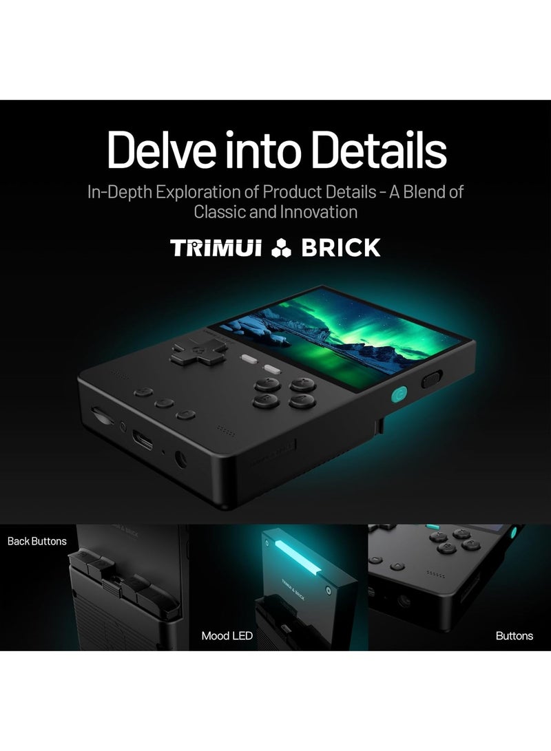 Brick Retro Handheld Gaming Console, Mini Video Game Device, 3.2'' Console with IPS Display, 128G Memory Card Loaded with 14000+ Classic Games from 30+ Emulators, 3000mAh Battery, Linux OS-Black - Image 4