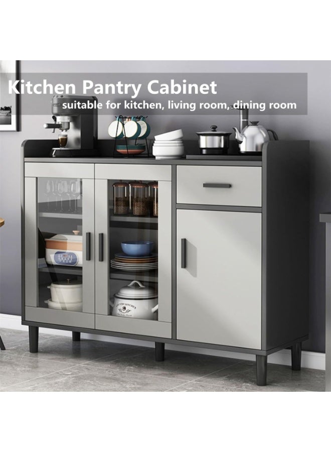 XiuWoo Kitchen Storage Cabinet with Doors, Freestanding Sideboard Buffet, Modern Coffee Bar Cabinet for Dining Room, Living Room & Office - Image 4