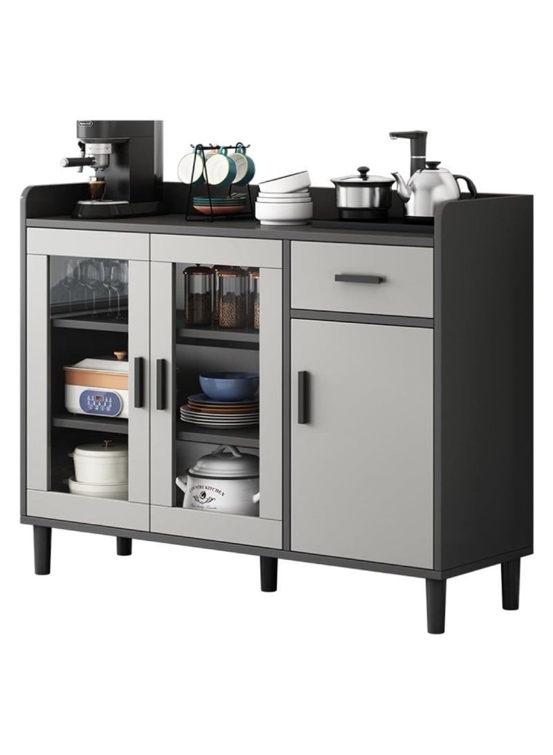 XiuWoo Kitchen Storage Cabinet with Doors, Freestanding Sideboard Buffet, Modern Coffee Bar Cabinet for Dining Room, Living Room & Office - Image 2