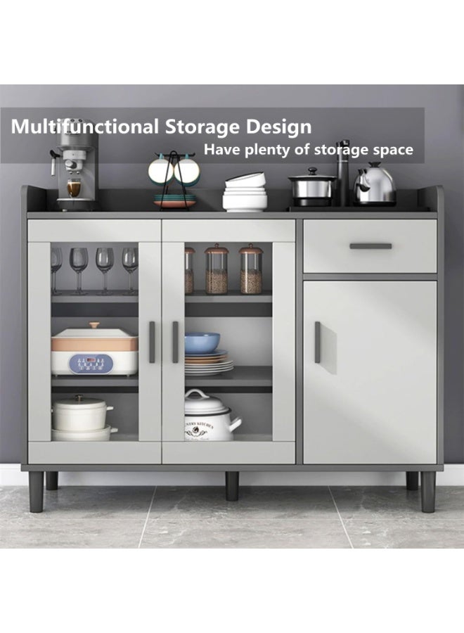 XiuWoo Kitchen Storage Cabinet with Doors, Freestanding Sideboard Buffet, Modern Coffee Bar Cabinet for Dining Room, Living Room & Office - Image 3