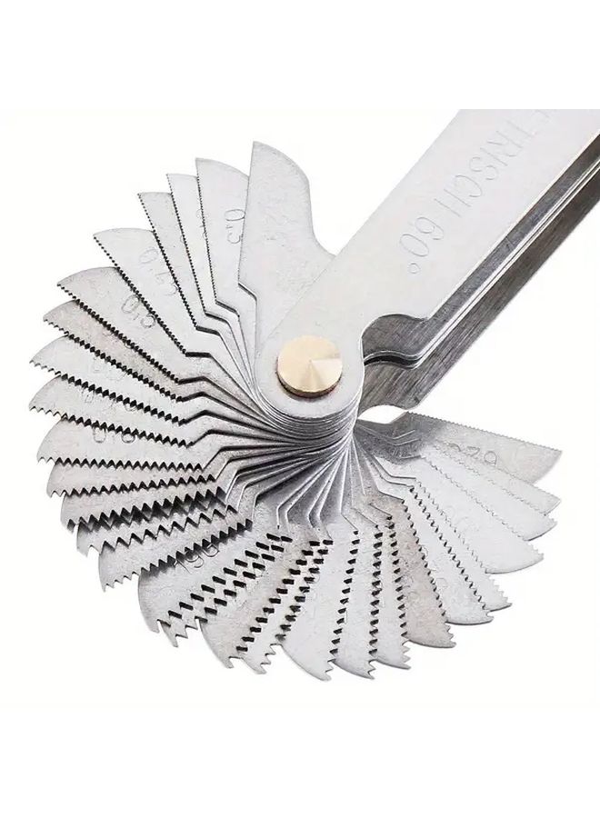 Heavy Duty Stainless Steel Thread Gauge Tool 55 Degree 60 Degree Angles Precision Metric And Imperial Thread Measuring Instrument Durable Metal Construction For Automotive Repair And Gear Pitch Measurement 1 Set 58 Pieces - Image 4