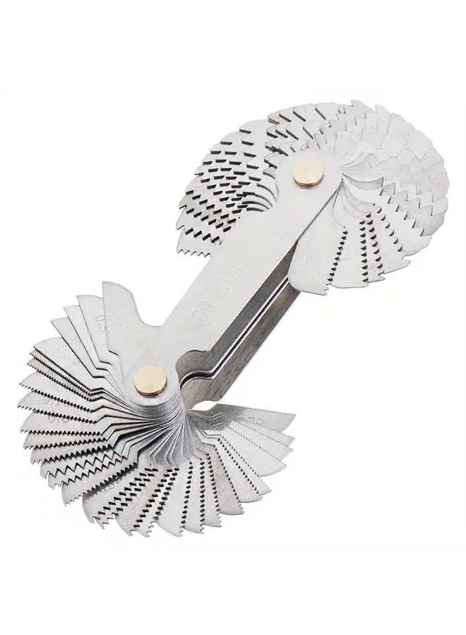Heavy Duty Stainless Steel Thread Gauge Tool 55 Degree 60 Degree Angles Precision Metric And Imperial Thread Measuring Instrument Durable Metal Construction For Automotive Repair And Gear Pitch Measurement 1 Set 58 Pieces - Image 3