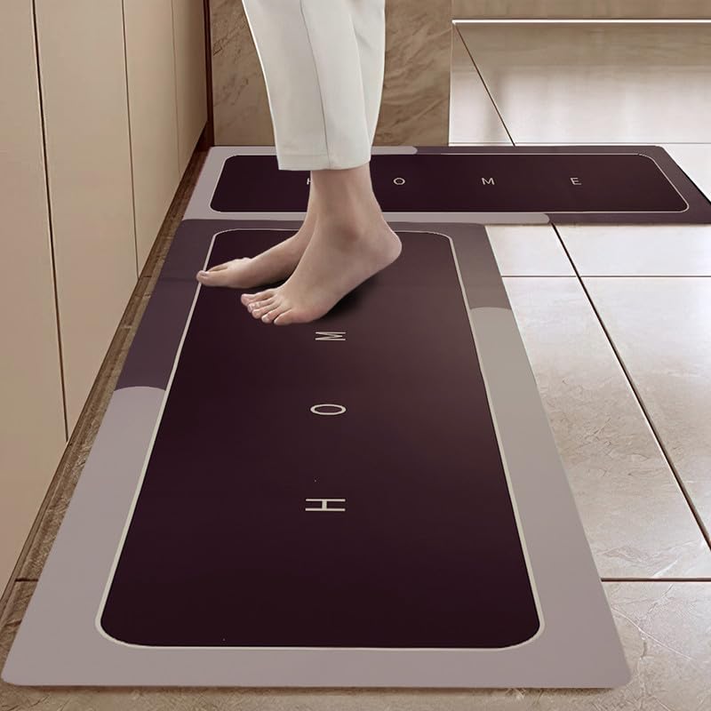 VORHANG 2 Pcs Kitchen Mats Waterproof Memory Foam Kitchen Rugs Standing Desk Mat Floor Mats Comfort Runner Rug Carpets for Kitchen Floor Sink 120 40 cm 40 60 cm Brown