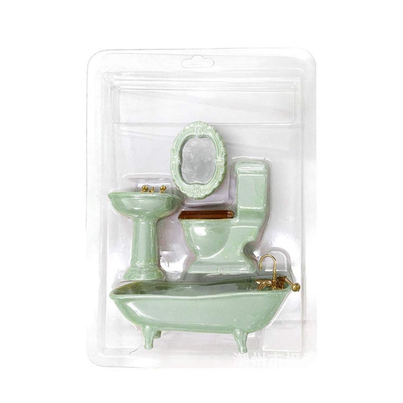BESTLEE Dollhouse Furniture Miniature Bathroom Accessories Set 4PCS-1:12 Scale (Light Green) - Image 3
