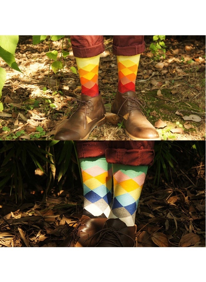 6 PCS Mens Funny Colorful Dress Socks Novelty Argyle Striped Pattern Cotton for Men Gfits - Image 4
