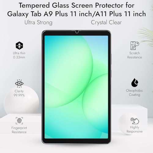 Robustrion Tempered Glass for Samsung Tab A11 Plus 11 inch/Galaxy Tab A9 Plus 11" Screen Protector Guard for Samsung Galaxy Tab A9+ / A11+ Tablet [Anti-Scratch] & [Smudge Proof] - Pack of 2 - Image 3