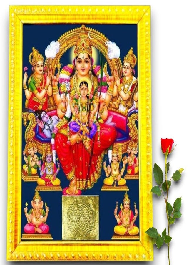 إنديانا ستور فور أول لوحة جدارية مؤطرة من Indianstore4all، تحمل صورة لاليتا ديفي للعبادة، تريبورا سونداري ماتا، ديكور منزلي (خشب، مطفي، ذهبي، حجم صغير، 7 × 9 بوصة)، إطار صور بهاجوان - H9078M - Image 5